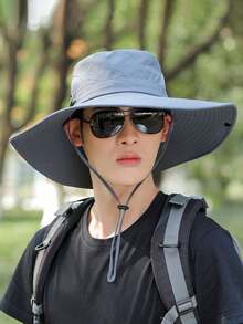 New Summer Men's Sun Hat Bucket Hat Outdoor Sun Protection Hat Breathable Wide Brim Hat Hiking Hat Fishing Hat Fashion Solid Color Casual Polyester Sun Hat, Spring/Summer, Beach, Holiday - Hat - View 3