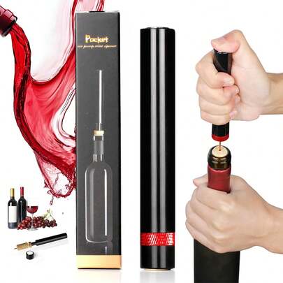 Portable Needle-Type Air Pressure Bottle Opener, Manual 3-7 Presses To Open, Suitable For Travel, Parties, Home, Picnics And Restaurants, Ideal For Wine Lovers