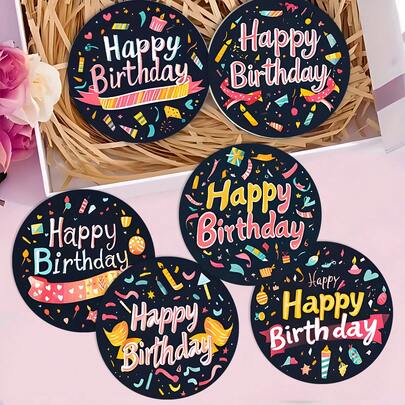 6 pièces/set de sous-verres en bois thème anniversaire, designs créatifs "Joyeux anniversaire", épais, isolants et antidérapants. Protègent la surface de la table et créent une atmosphère d'anniversaire. Idéal pour la décoration et les cadeaux d'anniversaire