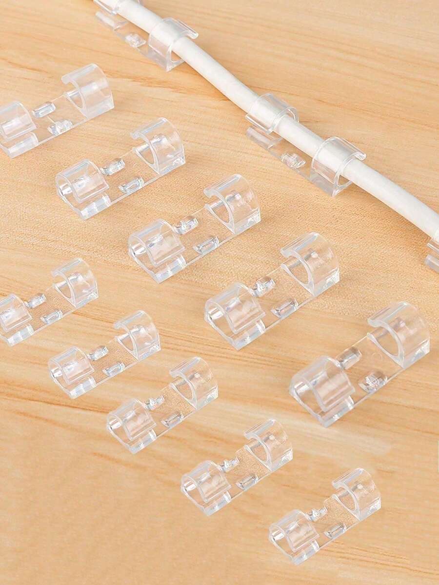 20/40个装自粘透明线夹，适用于电视线缆、桌面、家庭和办公室。
