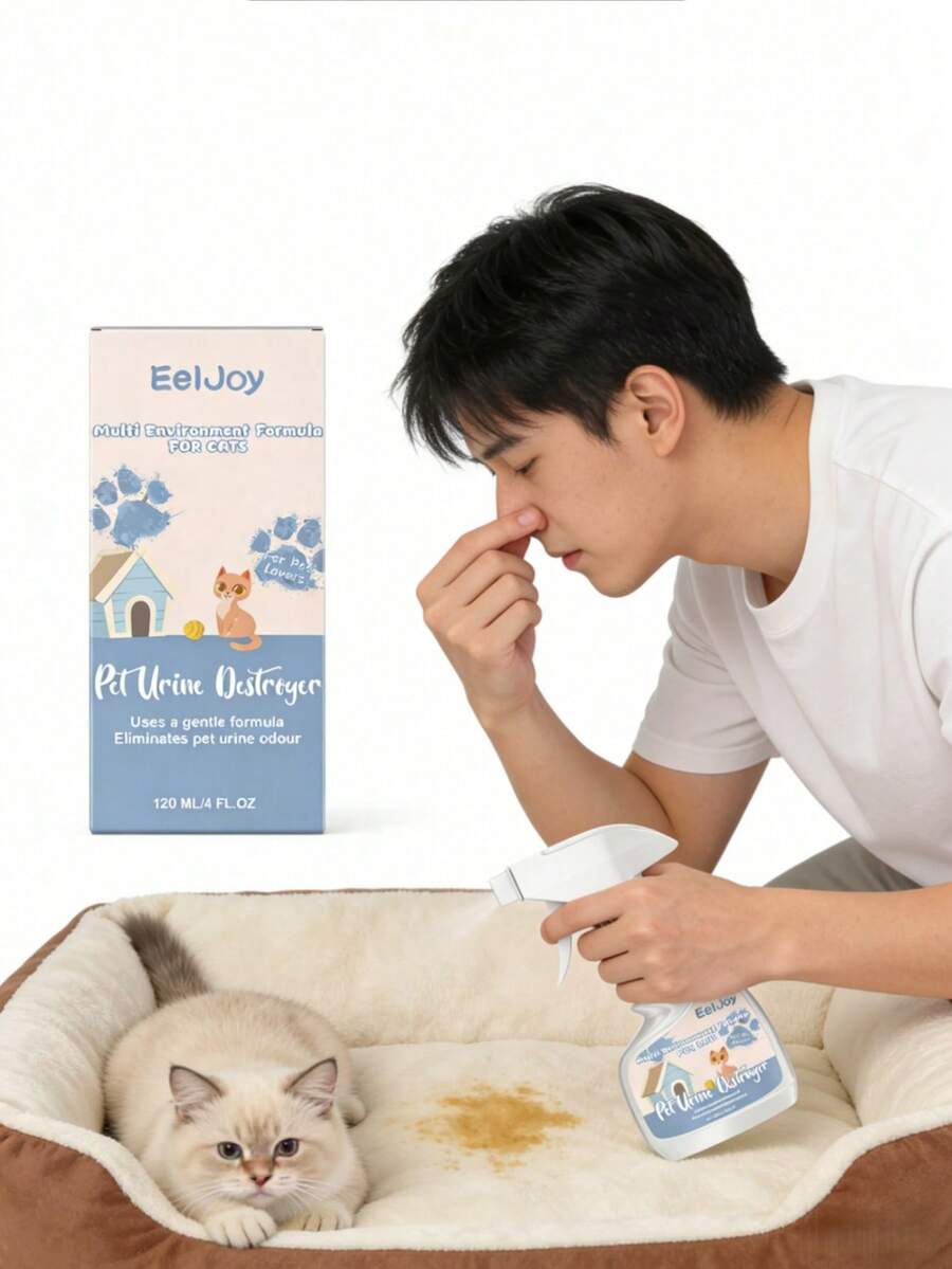 EelJoy 1 pièce/120ml Éliminateur d'odeurs d'urine d'animal de compagnie, Spray rafraîchissant pour litière de chat, tapis, intérieur, Fournitures de nettoyage pour animaux de compagnie, Hygiène des animaux de compagnie, Soins des animaux de compagnie, Kit de nettoyage pour animaux de compagnie, Désodorisant pour animaux de compagnie, Détachant pour taches d'animaux de compagnie, Éliminateur d'odeurs d'urine d'animaux de compagnie, Nettoyant pour environnement d'animaux de compagnie, Nettoyant pour sol d'animaux de compagnie, Nettoyant pour lit d'animaux de compagnie, Nettoyant pour cage d'animaux de compagnie - 1 pièce/120 ml - Voir 1