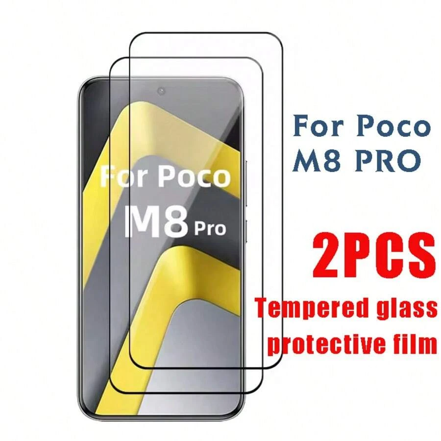 2 piezas de protector de pantalla de vidrio templado de alta definición compatible con POCO C65/C75/C85/M7/M8/M8 Pro/F7/F7 Pro/F7Ultra/F8 Pro/F8Ultra/X6/X6 Pro/X7Pro, compatible con desbloqueo de huella digital, anti-caída, anti-arañazos, sin burbujas, protector de pantalla curvo - transparente - Ver 1
