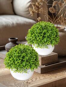 1/2 独立黑白仿真桉树叶盆景，PP/PE材质，桌面摆件，仿真花卉，仿真植物，户外派对、生日、婚礼、毕业季装饰，家居、餐厅、客厅、卧室、花园装饰 - 彩色 - 查看 8