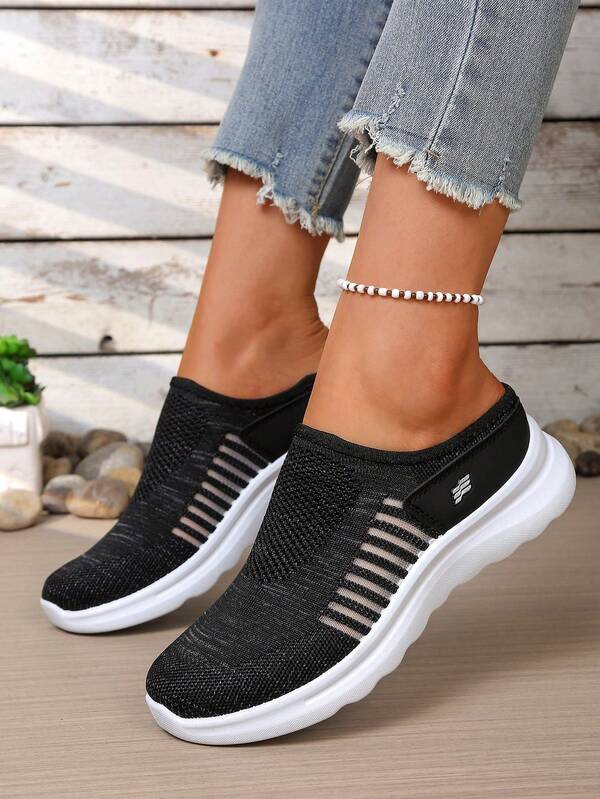 1双女士高弹网布套脚休闲运动鞋，轻便透气，软底防滑，舒适日常穿着