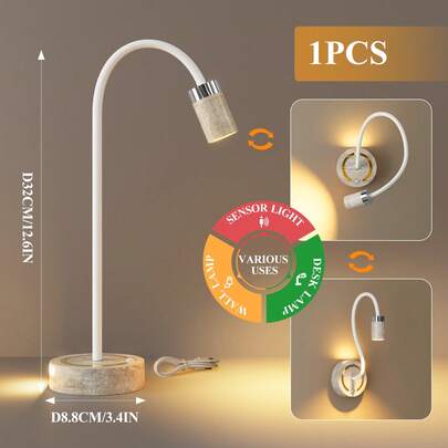 Adjustable Lamp, Dimmable USB Powered Desk Lamp, Wireless Motion Sensor Wall Light, RGB Modern Rechargeable Bar Light, RGB Touch Sensor Night Light, LED Portable Bedroom Bedside Lamp, For Corridor, Bathroom, Bedroom, Kitchen, Cabinet, Stairs, Entrance, Table, Wardrobe, Home Decor, Living Room Decor