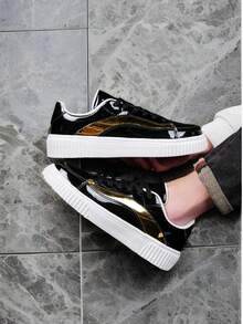 Zapatos de mujer, zapatos de señora, zapatillas de tenis de señora, zapatillas de señora, zapatos casuales de señora, oferta especial de zapatos de mujer, mujer, zapatos, zapatos de moda para mujer, zapatos de primavera para mujer, zapatos de verano para mujer, zapatos de otoño para mujer, zapatos para correr, zapatos de entrenamiento, zapatos elevadores de malla transpirable y ligera, zapatos negros, zapatos deportivos, tenis, zapatos deportivos al aire libre, adecuados para el uso diario de los estudiantes - oro negro - Ver 1