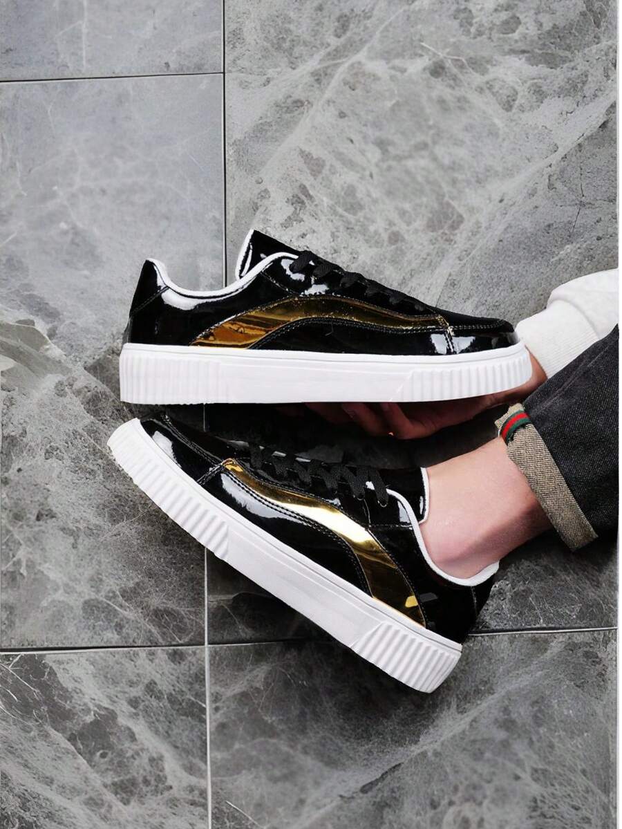 Zapatos de mujer, zapatos de señora, zapatillas de tenis de señora, zapatillas de señora, zapatos casuales de señora, oferta especial de zapatos de mujer, mujer, zapatos, zapatos de moda para mujer, zapatos de primavera para mujer, zapatos de verano para mujer, zapatos de otoño para mujer, zapatos para correr, zapatos de entrenamiento, zapatos elevadores de malla transpirable y ligera, zapatos negros, zapatos deportivos, tenis, zapatos deportivos al aire libre, adecuados para el uso diario de los estudiantes - oro negro - Ver 1