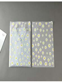 10pcs Random Chrysanthemum Pattern Transparent Storage Bags, Fixed Size, Frosted Zipper, Resealable, Reusable, Space-Saving, Suitable For DIY/Clothing/Shoes/Travel - View 5