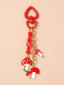 1个仿真植物钥匙扣，串珠钥匙圈，蘑菇钥匙扣，女孩包包挂饰 - 彩色 - 查看 5