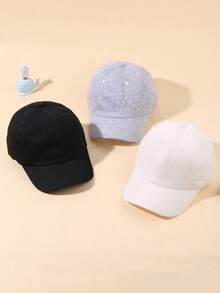 3入組兒童棒球帽 1-8歲男孩女孩適用 素色遮陽帽 經典黑白灰 幼兒兒童運動可調節棒球帽 - 彩色 - 查看 7