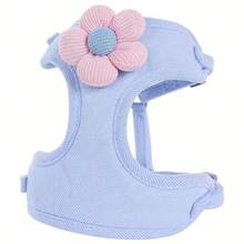 3D立体花卉网眼胸背带及牵引绳，透气猫咪散步牵引绳 - 彩色 - 查看 1