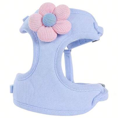 3D Floral Mesh Chest Harness & Leash, Breathable Cat Walking Leash