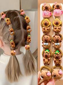 10 chiếc dây buộc tóc hình chuột lang nước dễ thương nhiều màu sắc, phụ kiện tóc cho bé gái - Nhiều màu - Xem 7