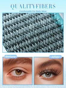 240pcs 30D Curl Volume Lash Set, Using 0.07C Curl (0.31-0.63 Inch) Material, Natural Looking Thick And Long Soft And Lightweight Reusable Segmented False Eyelashes, Suitable For Daily Makeup, Wedding, Party, Holiday, Mother's Day, Easy DIY For Beginners - C - View 5