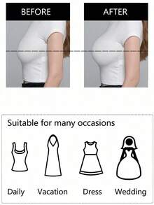 Sujetador adhesivo de silicona con forma de mango, sujetador invisible sin tirantes con efecto push-up, con tirantes transparentes desmontables, esencial para vestidos de novia, blusas de escote bajo, con un fuerte levantamiento y soporte, suave y reutilizable, sexy para bodas y fiestas, transpirable y suave para pieles sensibles, invisible y sin costuras - Albaricoque - Ver 3