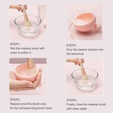 Silicone Makeup Brush Cleaning Bowl, Scrub Mat, Makeup Brush Cleaning Gel Pad, Handmade Tool - Pink - View 7