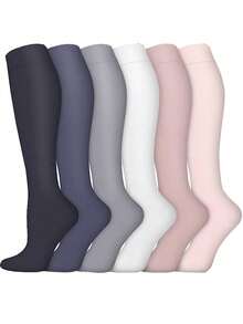 1/3/6双装男士压缩袜，可爱图案透气中筒袜，适合跑步、健身、跳绳、健身房运动 - 彩色 - 查看 6