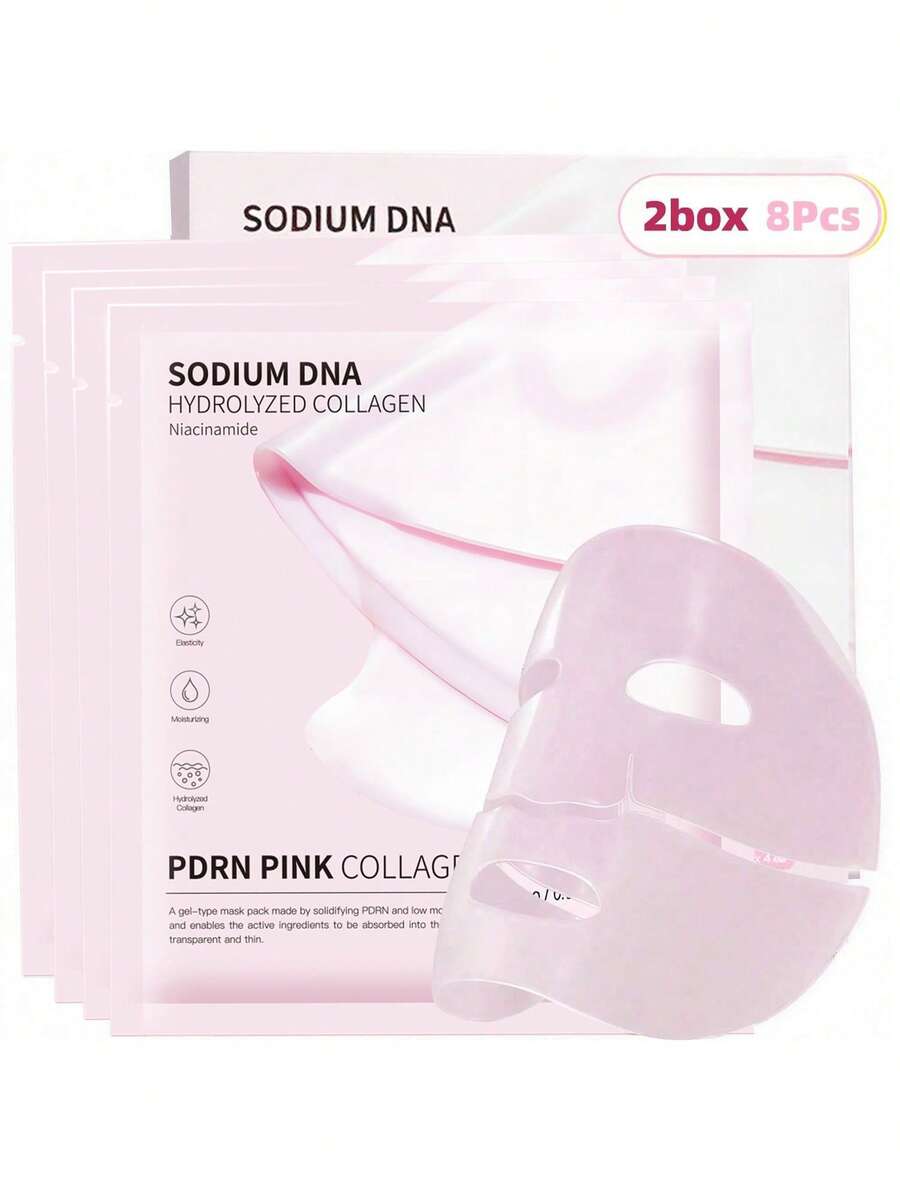 8Pcs Jelly Gel Mask With Salmon DNA Collagen, Overnight Face Mask For Glass Glow Skin, Hydrating, Firming, Elasticity Boost, Moisturizing Korean Skincare, Suitable For Women, Gift, Daily And Holiday Use - 2盒/8個 - 查看 1