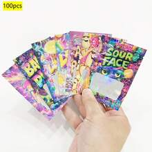 100个7*10厘米宇航员图案混合装1克防异味铝箔袋 - 可重复密封拉链袋，带密封圈，适用于食品储存包装、礼品包装，全息激光表面处理 | 耐用塑料袋 - 彩色 - 查看 10