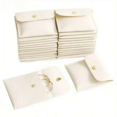 5/10/15个装仿皮首饰袋，按扣封口 - 高档礼品袋，适用于耳环、项链、手镯和戒指 - 完美收纳和展示