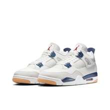 Nike SB X Jordan Air Jordan 4 "Navy" Fabric And Synthetic Leather Collaboration Durable Mid-Top Retro Basketball Shoes Men's White And Blue - DR5415-100 - 查看 3