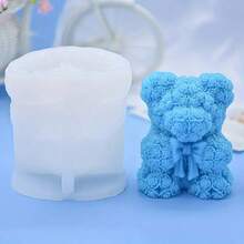1pc Bow & Teddy Bear Shaped Fragrance Stone Silicone Mold, Handmade DIY Diffuser Stone Decor Mold, Multiple Patterns, Non-Stick & Easy Demold - White - View 6