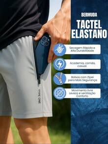 Type One Men's Bermuda Shorts Zipper Pocket Tactel Elastane Sports Shorts Gym Training Shorts Running Summer Loose Pocket Drawstring Beach For Going Out Night Casual Weekend Sports Cycling Holiday Birthday Christmas Valentine's Day Father's Day New Year - 藏蓝色 - 查看 2