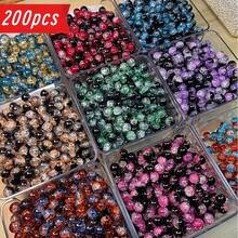 Bộ 200 hạt thủy tinh lấp lánh nứt vỡ - Hạt tròn 10mm dùng để tự làm trang sức, vòng tay, dây chuyền, bông tai - Nhiều màu sắc, được lựa chọn kỹ lưỡng, đồ dùng thủ công, phụ kiện làm trang sức (không kèm vật liệu khảm). - Nhiều màu - Xem 1
