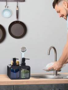 1pc Dual-Head Pump Bottle, Refillable Dispenser For Hand Wash, Shampoo, Body Wash, Lotion, Laundry Detergent, Dish Soap - Multicolor - View 10