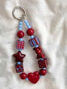 Ins-Style Wine Red Bear Heart Phone Pendant | Camera Bag Pendant, Keychain Pendant, High-End Hanging Ornament, Made Of TPU - Multicolor - View 2