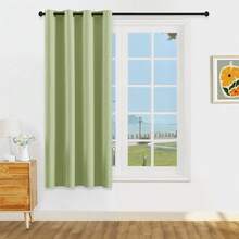 1pc Or 2pcs Available/Lightweight Blackout Curtains/Lightweight Coated 100% Blackout Curtains On /Top Eyelet Metal Ring Curtains/Room Darkening Privacy Curtains/Living Room Curtains/Bedroom Curtains - Green - View 25