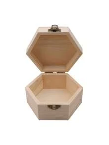 Hexagonal Shaped Wooden Storage Box Jewelry Wedding Gift Box Jewelry Display Wooden Box Flower Packaging Gift - Multicolor - View 1