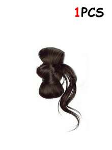 1 Set New Low Ponytail Wig, Curly Women's Hair, Hair Clips, Floral Hair Bun, Natural Fluffy Bottom Half, Faux Braided Hairstyle Set - Multicolor - View 8