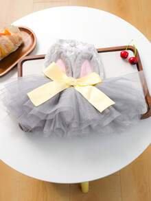 1件宠物服装，可爱浪漫薄纱连衣裙套装，适合小型犬猫，小狗婚礼礼服系列 - 彩色 - 查看 13