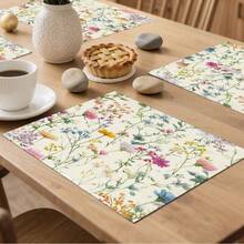 1条春季花卉图案桌旗，现代风格，家居厨房装饰；1条桌旗，4个餐垫，1个靠垫套；桌旗和餐垫套装；多种产品组合可选；家居装饰、室内/室外派对用品、房间装饰。适用于日常家居厨房装饰和活动派对装饰。 - 彩色 - 查看 5