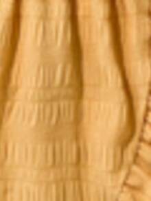 Young Girl Plain Round Neck Ruffle Casual Vacation Dress - Ginger - View 9