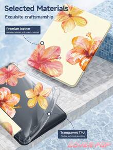 Yellow Hibiscus Case Compatible With IPad Air 11-Inch M3 2025 / M2 2024, Air 5th Generation 2022 , (A16) 11 Inch 11th Generation 2025,Compatible With Samsung Galaxy Tab,Kindle Paperwhite 12th Gen 2024, Clear Back ,Fashion Pattern Protective Case,Autlueomatic Sleep And Wake-Up Function, Airbag Protection, Suitable For Gifts And Office Use - Multicolor - View 9