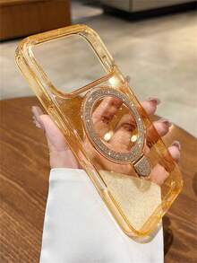 Ốp lưng điện thoại sang trọng, lấp lánh, trong suốt, có nam châm giữ điện thoại, tương thích với iPhone 17 Pro Max 17Pro 17 16 Pro Max 16Pro 16 15 Pro Max 15Pro 15 14 Pro Max 14Pro 14 13 Pro Max 16 15 14 Plus 12 Pro Max 11. Hỗ trợ sạc không dây, có sequin và giá đỡ, chống sốc. - trái cam - Xem 4