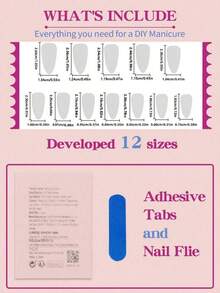 24pcs Medium Almond Shaped Nail Stickers, White French Pointed Tip, Floral Pattern, Fashionable Full Coverage, Suitable For Women & Girls Daily Wear, Summer Nail Art Nails Nail Supplies - 多色 4 - 查看 5