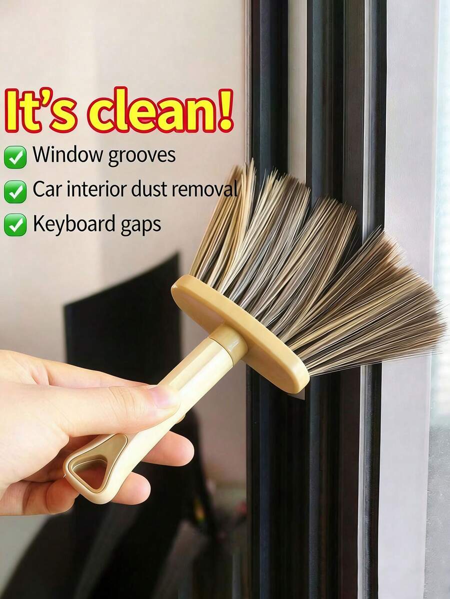 1pc Multi-Functional Gap Cleaning Brush, Window Sill Keyboard Dust Removal Cleaning Tool, Powerful Home Deep Cleaning Tool - Beige - View 1