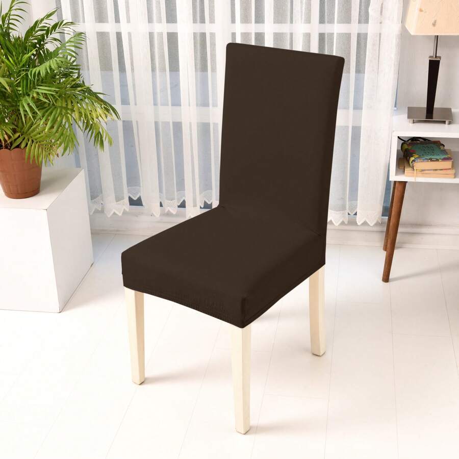 Single Chair Cover Standart Size - 96% Cotton 4% Elastan - Made In Turkiye - Brown - View 1