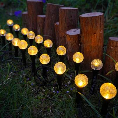 20LED Solar Bubble Ball Lights, 8 Modes & Smart Light Sensor, IPX4 Waterproof Outdoor Garden Path Marker For Lawn, Walkway, Camping, Wedding, Christmas Decor