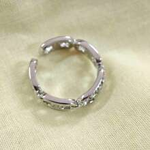 1 chiếc nhẫn hở tối giản đính đá Zirconia dành cho nữ, nhẫn thời trang có thể điều chỉnh kích thước và đeo chồng lên nhau, trang sức đeo hàng ngày. - Nhẫn hở đính đá Zircon - Xem 3