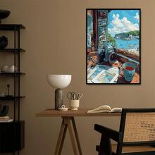 1pc 2D DIY Diamond Painting Vintage Camera & Beach Hut Landscape Diamond Art, Perfect For Holiday Gifts, Decor For Living Room Or Bedroom - View 7