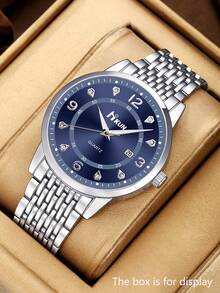 1pc Classic Business Luxury Casual Quartz Watch, Stainless Steel Strap Men's Wristwatch, Perfect Gift For Thanksgiving, Christmas, Father's Day, Back To School Season For Family And Friends - 1pc - View 3