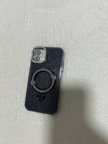 Glitter Phone Case With Ring Support And Camera Protection With Rhinestones, Sizes 11, 12, 13, 14, 15, 16 Pro Max. - màu đen - Xem 4