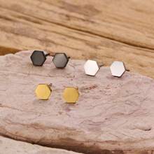 1 Pair Minimalist Fashion Hexagonal Stainless Steel Geometric Stud Earrings - GED815 - View 4