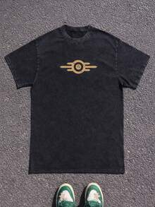 Vintage Washed Technology  Quality Cotton  Men's Unisex Tee  Apocalyptic Bomb Print  Retro Style  Punk Aesthetic  Casual & Festival Wear  Big Size Option - màu đen - Xem 2