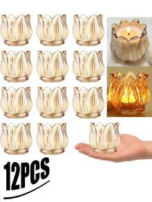 12 chiếc chân nến thủy tinh trong suốt, chân nến thủy tinh dày dặn, dùng bán sỉ, trang trí bàn tiệc cưới, đồ dùng tiệc tùng, tiệc cô dâu, tiệc em bé, vật trang trí trung tâm bàn tiệc. - Một cỡ - Xem 3