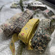 1卷，2码花卉提花刺绣花边饰带，装饰花边，适用于女士服装、DIY头饰、服装领口、窗帘装饰、缝纫工艺用品 - 多色 - 查看 10